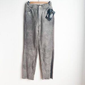 NuAge Grey Suede Straight Leg Pants 6